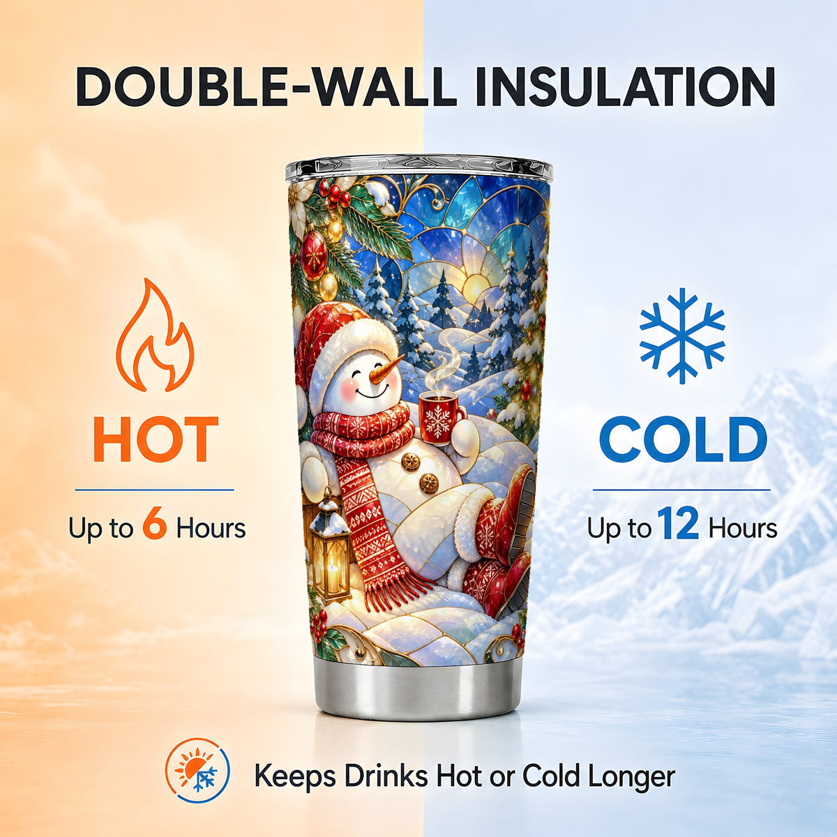 #pl[20oz|Steel] Cozy Snowman Tumbler 20oz, Christmas Tumbler, Stainless Steel Travel Cup