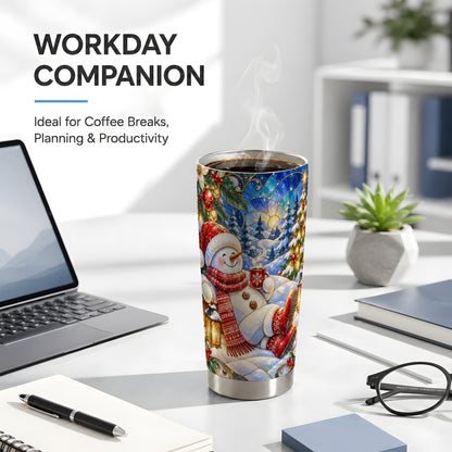 #pl[20oz|Steel] Cozy Snowman Tumbler 20oz, Christmas Tumbler, Stainless Steel Travel Cup