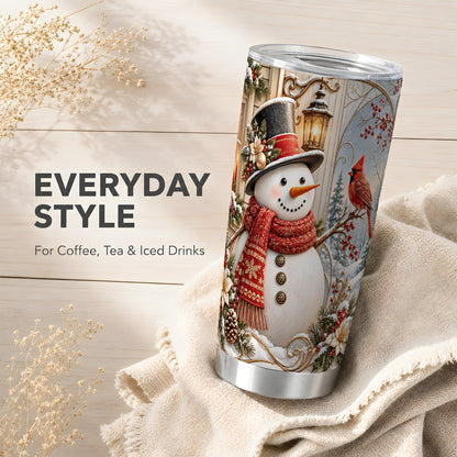 #pl[20oz|Steel] Elegant Snowman Tumbler 20oz, Cardinal Tumbler, Steel Travel Cup