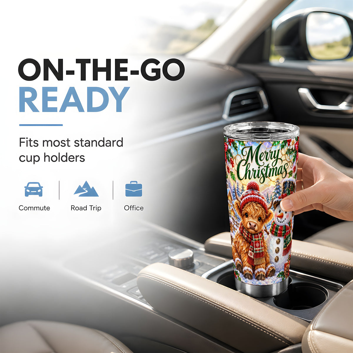 #pl[20oz|Steel] Christmas Cow Tumbler 20oz, Snowman Tumbler, Stainless Steel Travel Cup