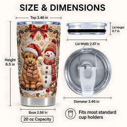 #pl[20oz|Steel] Holiday Cow Tumbler 20oz, Snowman Tumbler, Stainless Steel Travel Cup