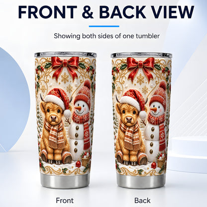 #pl[20oz|Steel] Holiday Cow Tumbler 20oz, Snowman Tumbler, Stainless Steel Travel Cup