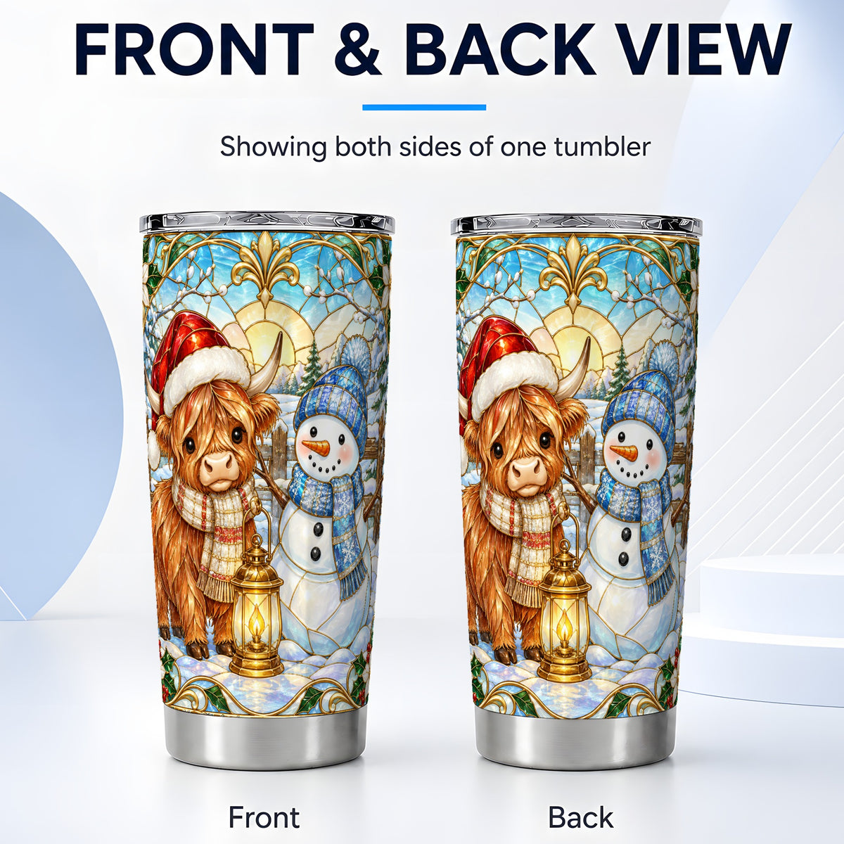#pl[20oz|Steel] Highland Cow Tumbler 20oz, Snowman Tumbler, Stainless Steel Travel Cup