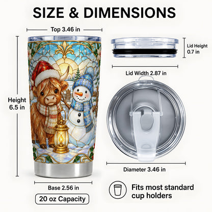 #pl[20oz|Steel] Highland Cow Tumbler 20oz, Snowman Tumbler, Stainless Steel Travel Cup