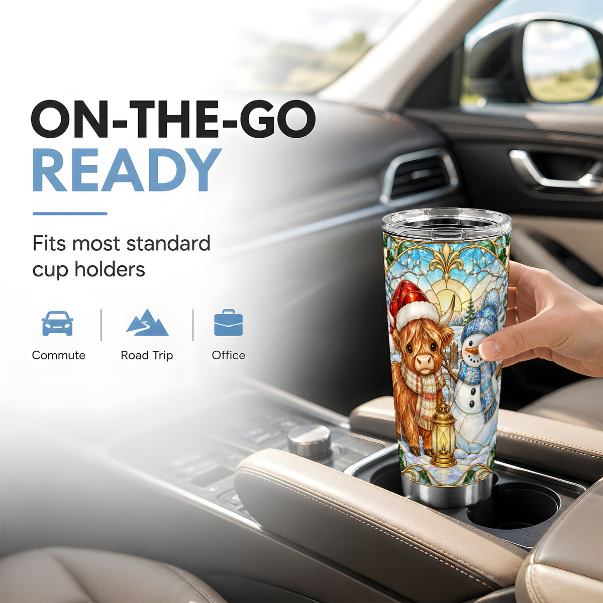 #pl[20oz|Steel] Highland Cow Tumbler 20oz, Snowman Tumbler, Stainless Steel Travel Cup