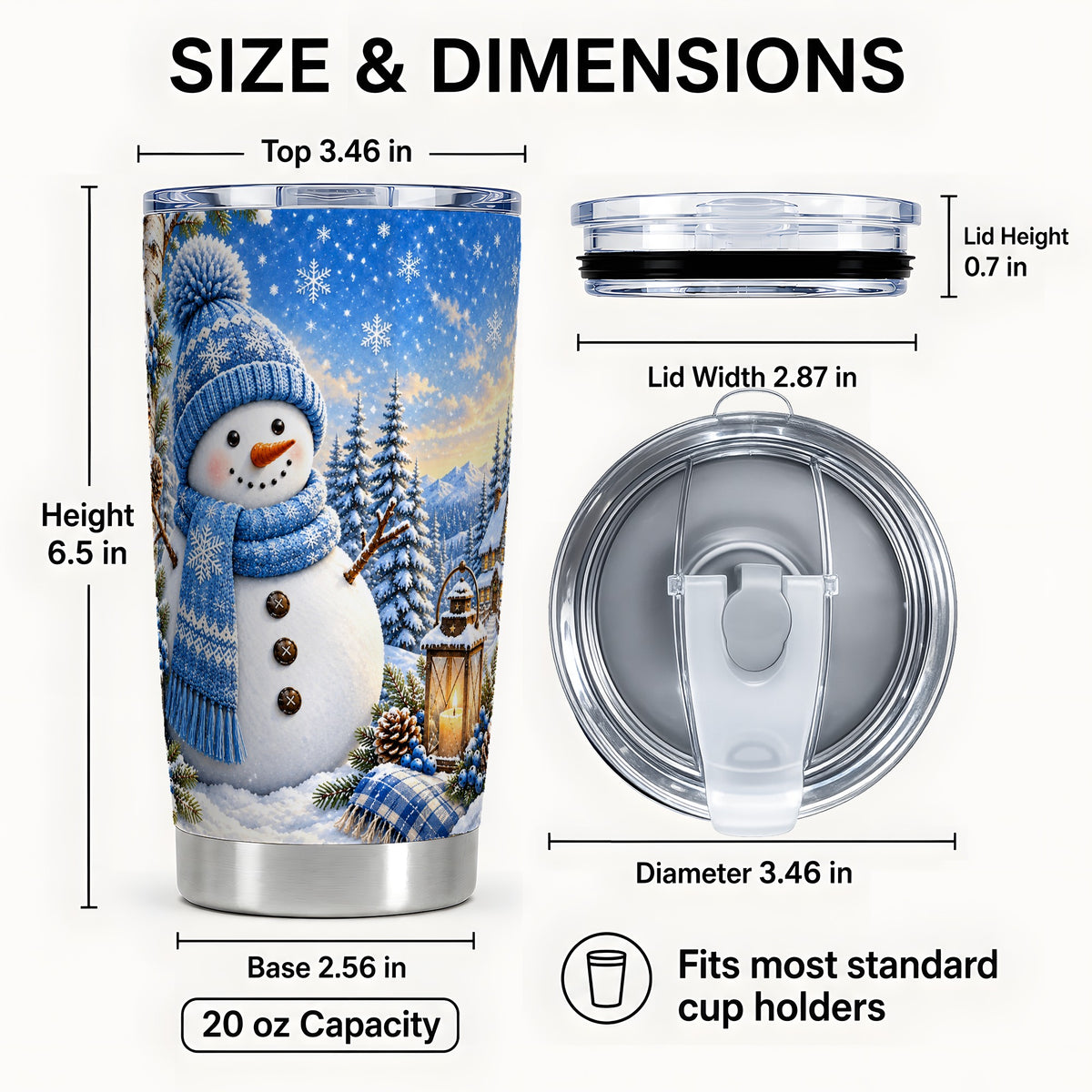 #pl[20oz|Steel] Blue Snowman Tumbler 20oz, Winter Tumbler, Stainless Steel Travel Cup
