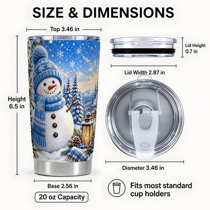 #pl[20oz|Steel] Blue Snowman Tumbler 20oz, Winter Tumbler, Stainless Steel Travel Cup