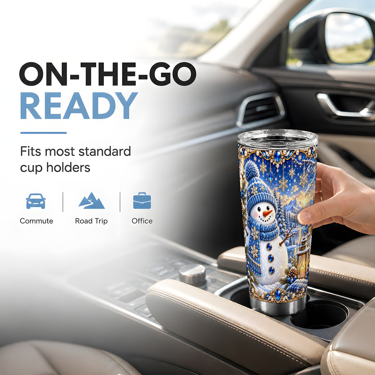 #pl[20oz|Steel] Jeweled Snowman Tumbler 20oz, Winter Tumbler, Stainless Steel Travel Cup
