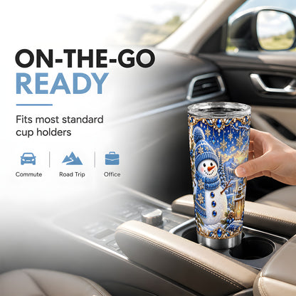#pl[20oz|Steel] Jeweled Snowman Tumbler 20oz, Winter Tumbler, Stainless Steel Travel Cup