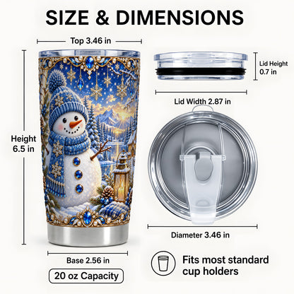 #pl[20oz|Steel] Jeweled Snowman Tumbler 20oz, Winter Tumbler, Stainless Steel Travel Cup