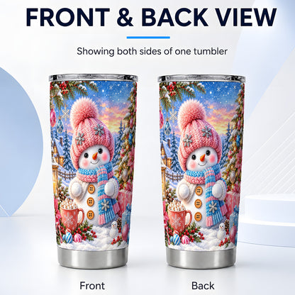 #pl[20oz|Steel] Cute Snowman Tumbler 20oz, Holiday Tumbler, Stainless Steel Travel Cup