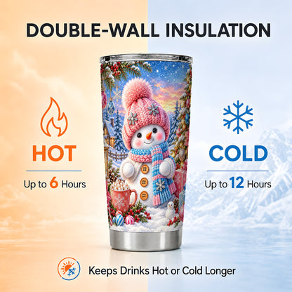 #pl[20oz|Steel] Cute Snowman Tumbler 20oz, Holiday Tumbler, Stainless Steel Travel Cup