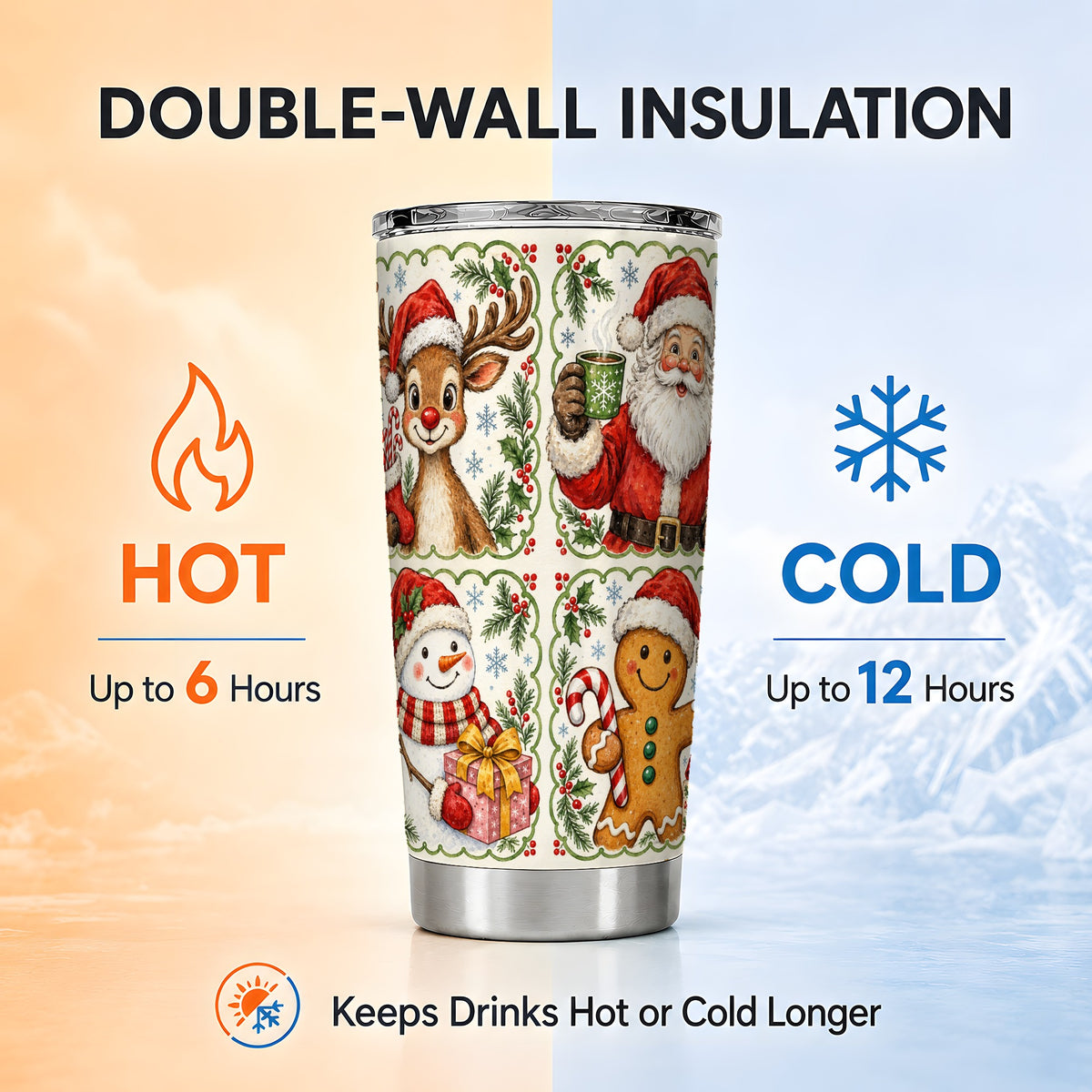 #pl[20oz|Steel] Holiday Friends Tumbler 20oz, Christmas Tumbler, Stainless Steel Travel Cup