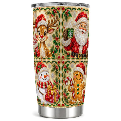 Jeweled Holiday Friends Tumbler 20oz, Christmas Stainless Steel Travel Cup