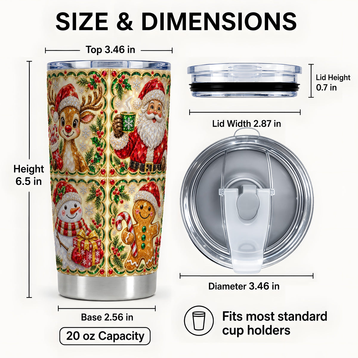#pl[20oz|Steel] Jeweled Holiday Friends Tumbler 20oz, Christmas Stainless Steel Travel Cup