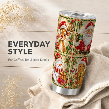 #pl[20oz|Steel] Jeweled Holiday Friends Tumbler 20oz, Christmas Stainless Steel Travel Cup