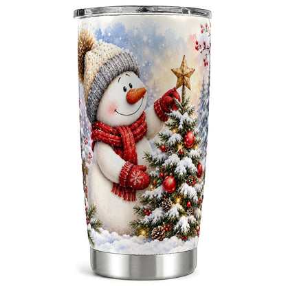 Snowman Christmas Tumbler 20oz, Winter Tumbler, Stainless Steel Travel Cup