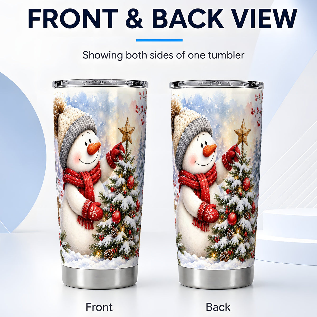 #pl[20oz|Steel] Snowman Christmas Tumbler 20oz, Winter Tumbler, Stainless Steel Travel Cup