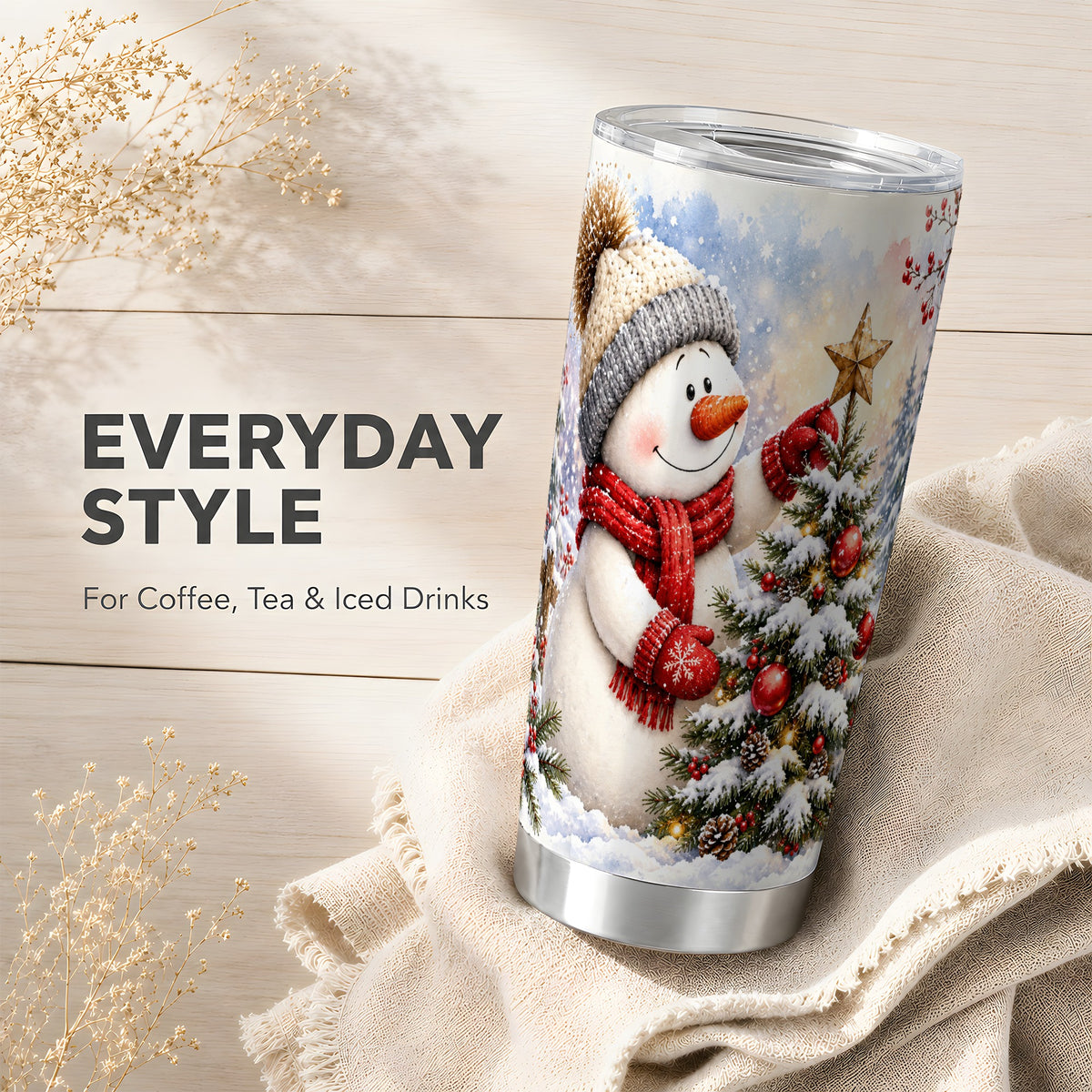 #pl[20oz|Steel] Snowman Christmas Tumbler 20oz, Winter Tumbler, Stainless Steel Travel Cup