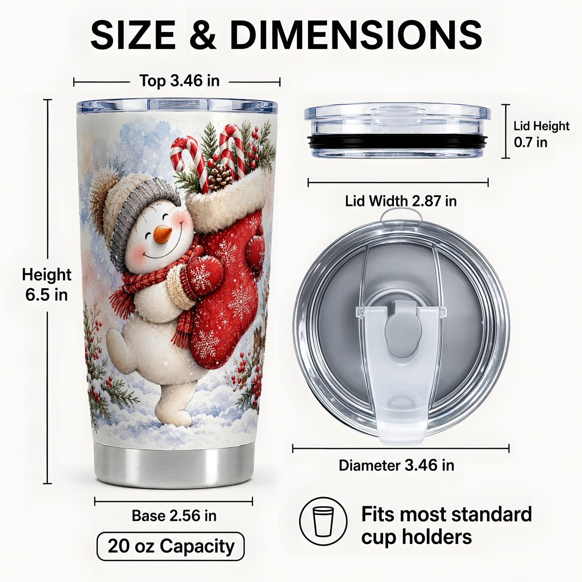 #pl[20oz|Steel] Snowman Stocking Tumbler 20oz, Holiday Tumbler, Stainless Steel Travel Cup