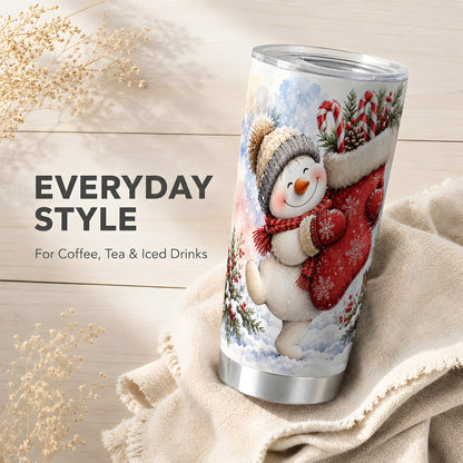 #pl[20oz|Steel] Snowman Stocking Tumbler 20oz, Holiday Tumbler, Stainless Steel Travel Cup