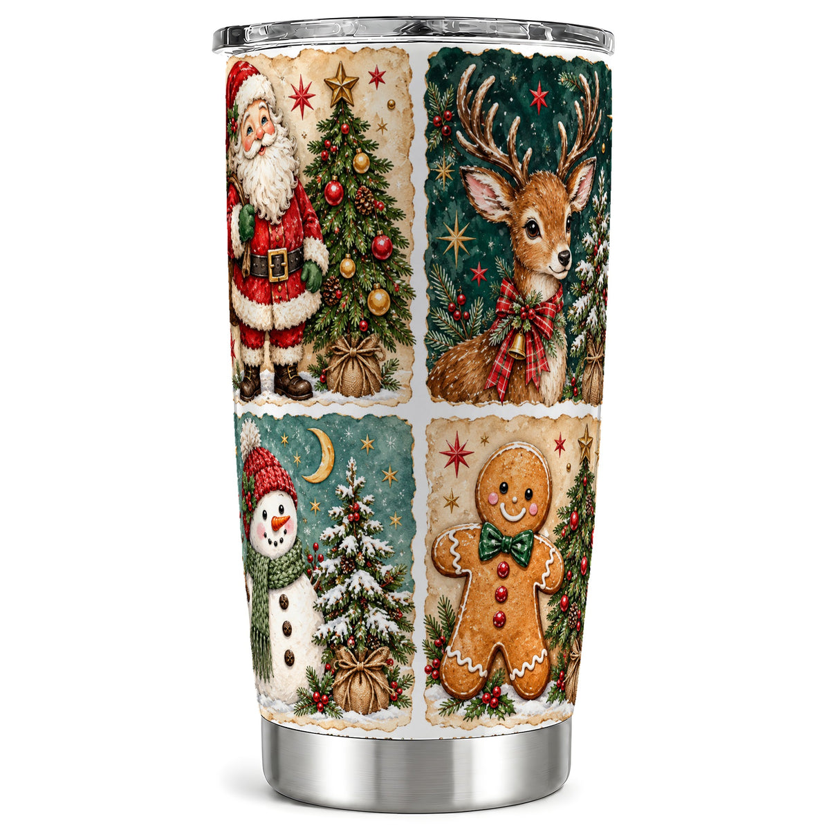 Christmas Collage Tumbler 20oz, Holiday Tumbler, Stainless Steel Travel Cup