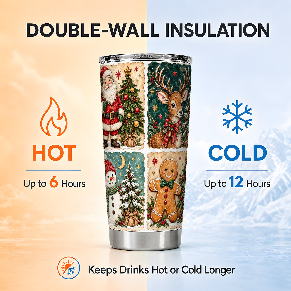 #pl[20oz|Steel] Christmas Collage Tumbler 20oz, Holiday Tumbler, Stainless Steel Travel Cup