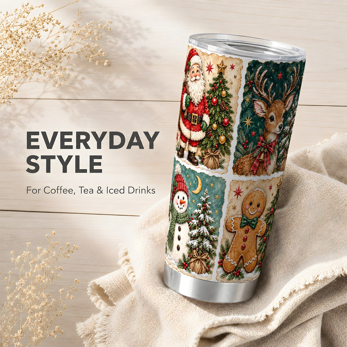 #pl[20oz|Steel] Christmas Collage Tumbler 20oz, Holiday Tumbler, Stainless Steel Travel Cup
