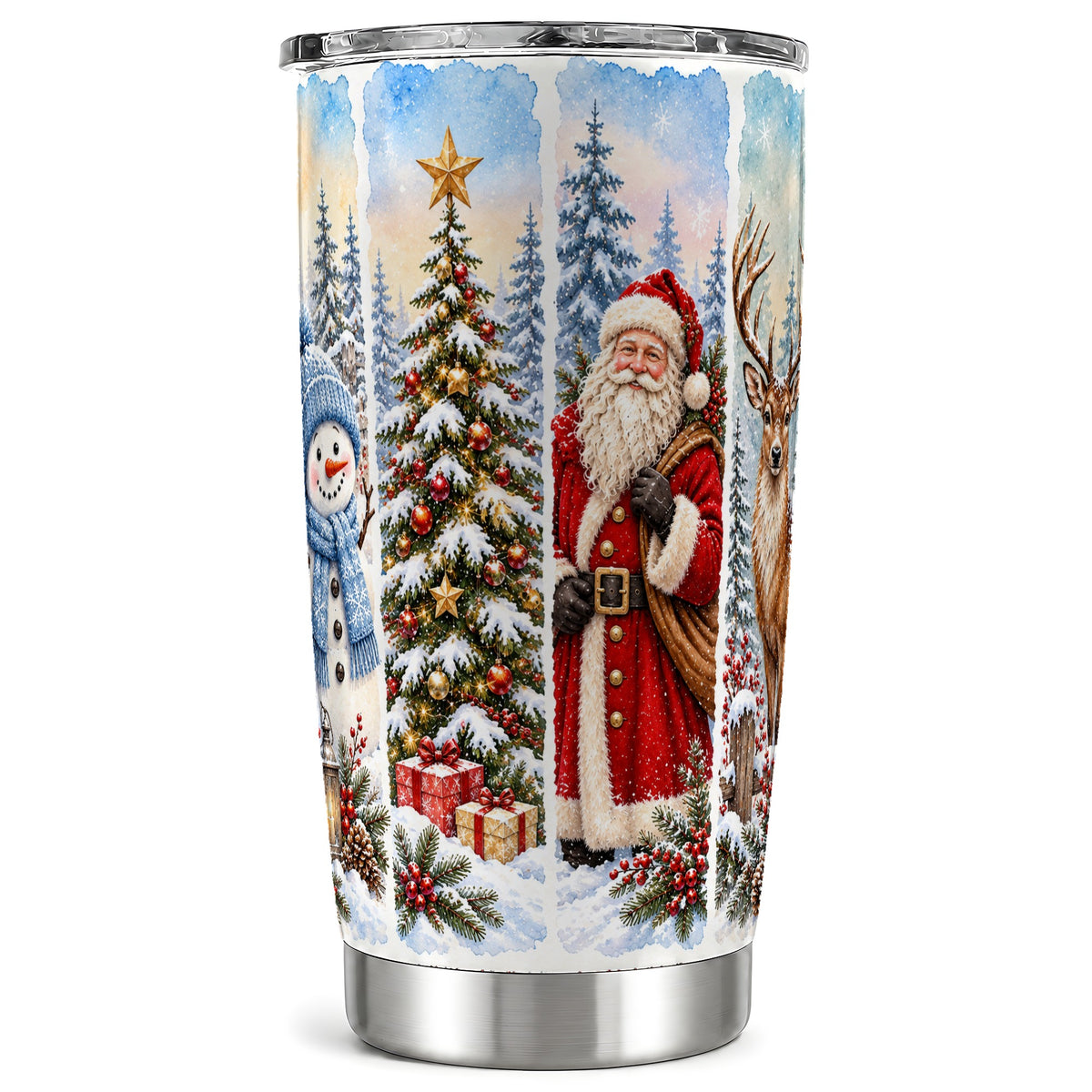 Christmas Winter Tumbler 20oz, Holiday Tumbler, Stainless Steel Travel Cup