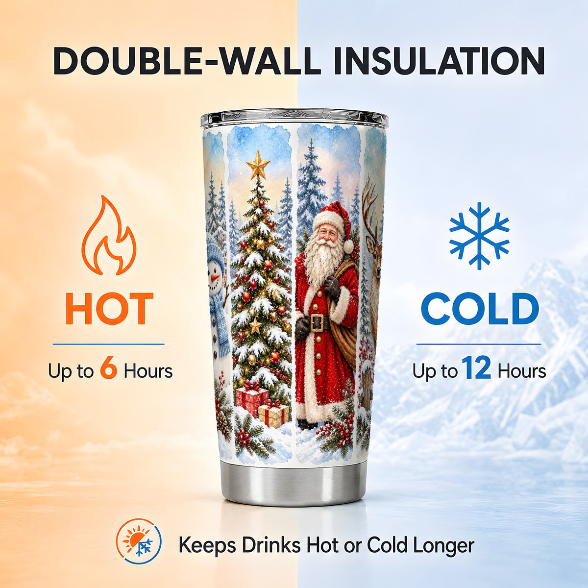 #pl[20oz|Steel] Christmas Winter Tumbler 20oz, Holiday Tumbler, Stainless Steel Travel Cup