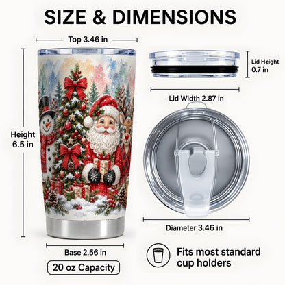 #pl[20oz|Steel] Classic Christmas 20oz Tumbler, Santa Snowman Stainless Steel Travel Cup