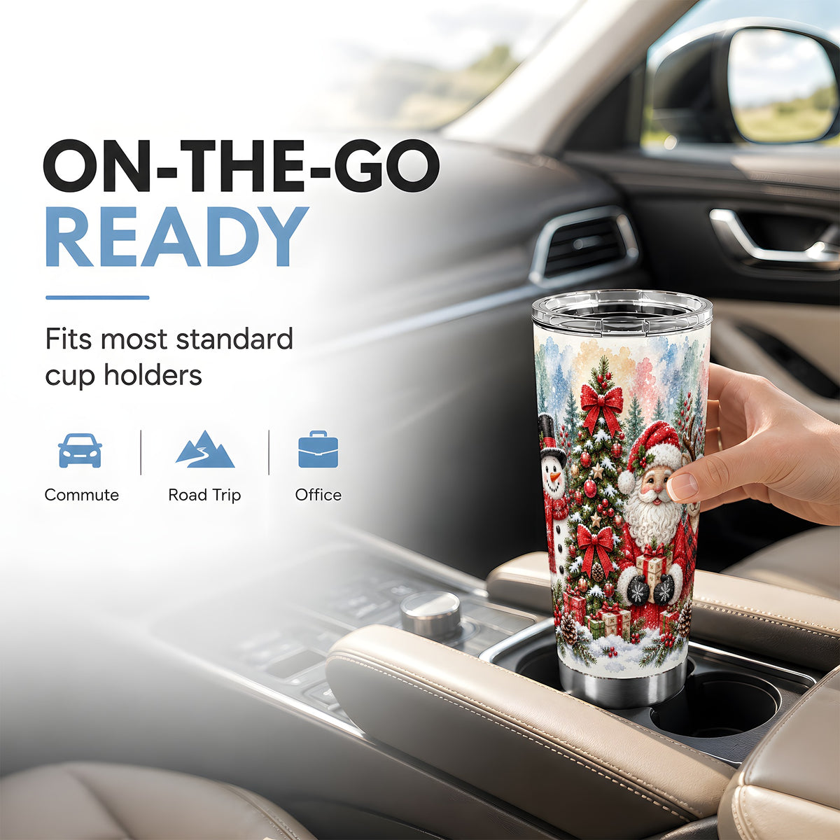 #pl[20oz|Steel] Classic Christmas 20oz Tumbler, Santa Snowman Stainless Steel Travel Cup
