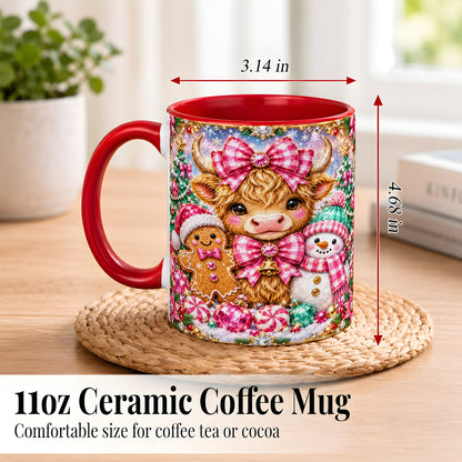 #pl[11oz|Red] Highland Cow Coffee Mug, Jewel Christmas Mug, Ceramic Cup