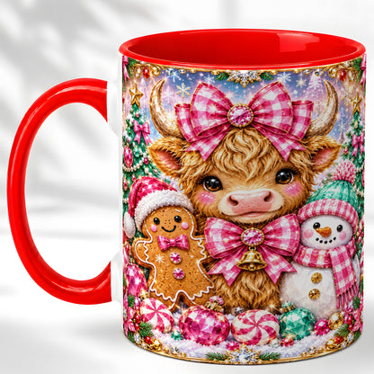Highland Cow Coffee Mug, Jewel Christmas Mug, Ceramic Cup