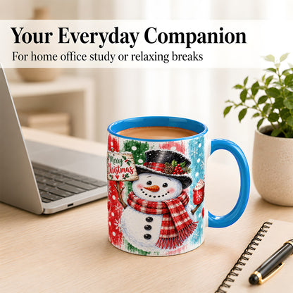 #pl[11oz|Blue] Christmas Snowman Coffee Mug, Holiday Cocoa Mug, Ceramic Cup