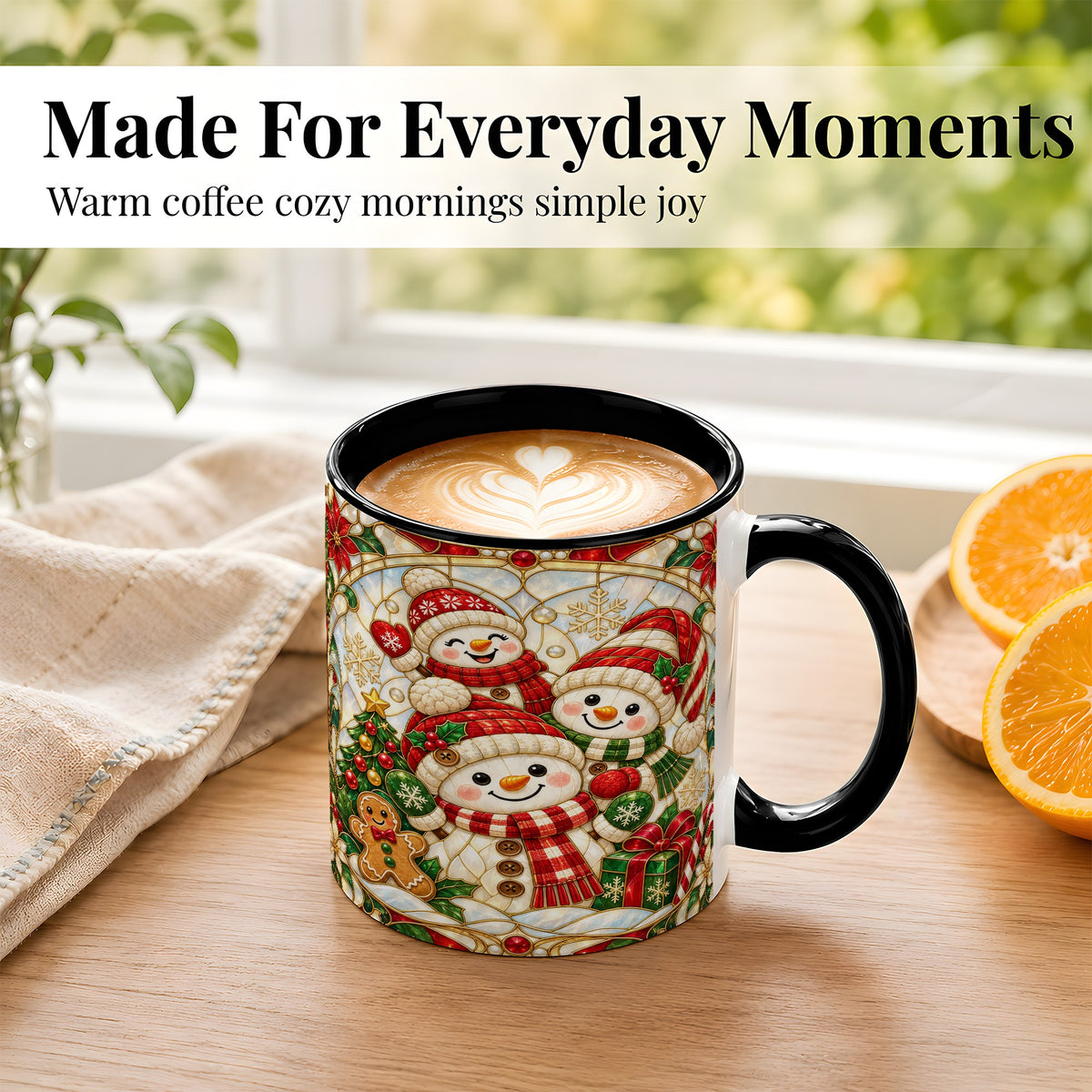 #pl[11oz|Black] Snowman Family Coffee Mug, Christmas Snowman Mug, Ceramic Cup