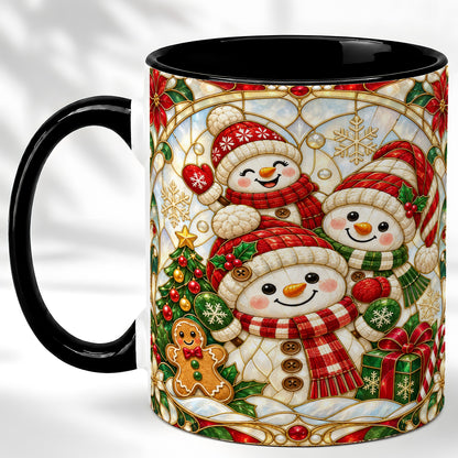 #pl[11oz|Black] Snowman Family Coffee Mug, Christmas Snowman Mug, Ceramic Cup