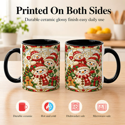 #pl[11oz|Black] Snowman Family Coffee Mug, Christmas Snowman Mug, Ceramic Cup