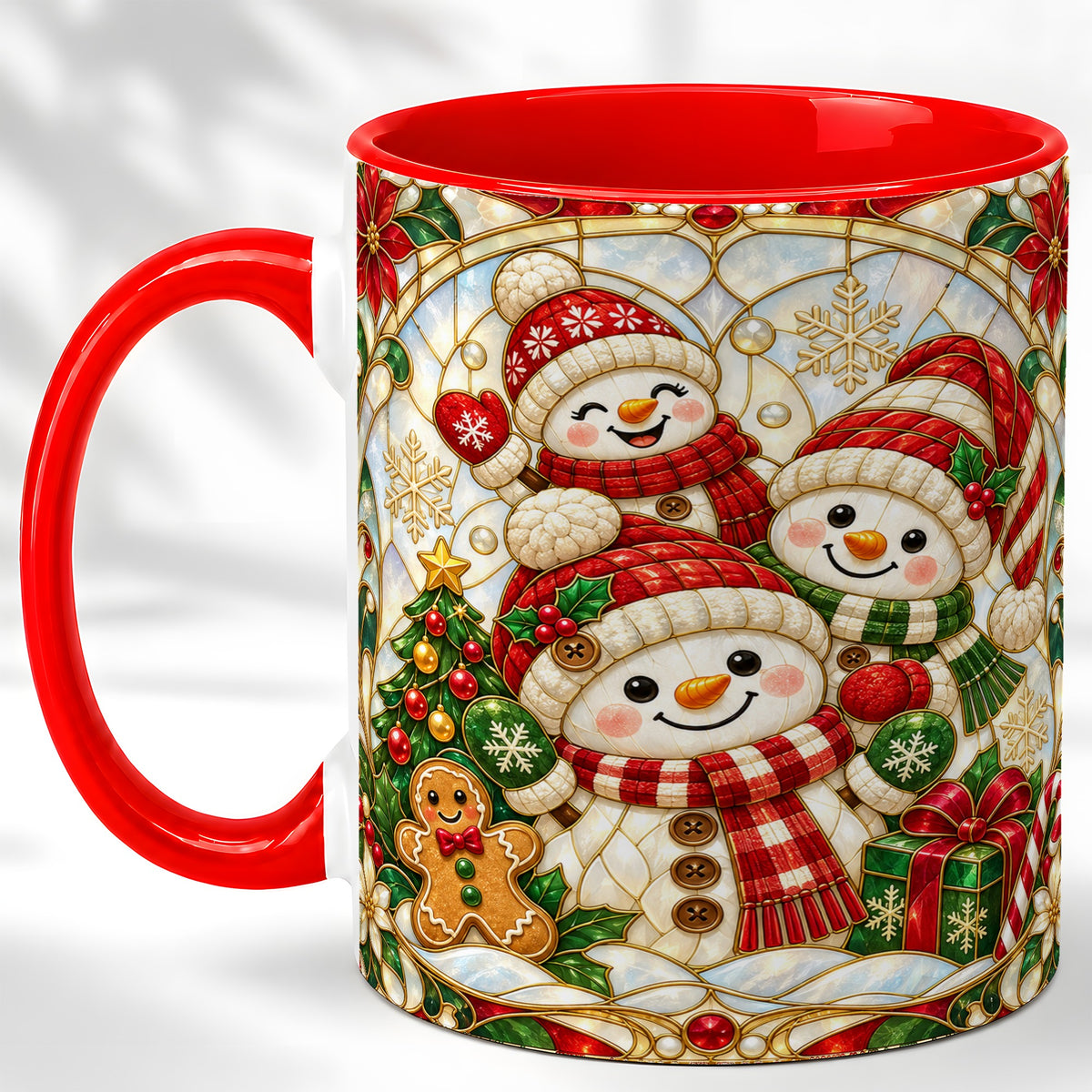 Snowman Family Coffee Mug, Christmas Snowman Mug, Ceramic Cup