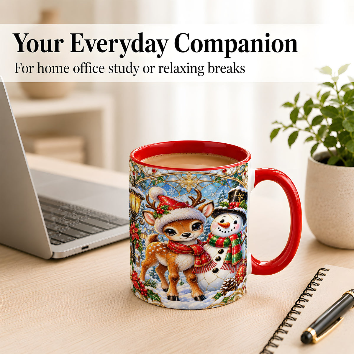 #pl[11oz|Red] Christmas Reindeer Snowman Coffee Mug, Winter Mug, Ceramic Cup