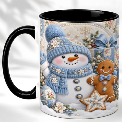 #pl[11oz|Black] Snowman Gingerbread Coffee Mug, Winter Snowman Mug, Ceramic Cup