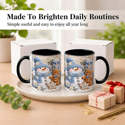 #pl[11oz|Black] Snowman Gingerbread Coffee Mug, Winter Snowman Mug, Ceramic Cup