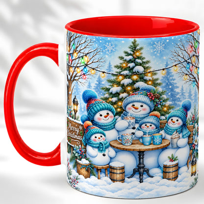 Snowman Family Coffee Mug, Christmas Cocoa Snowmen Mug, Ceramic Cup