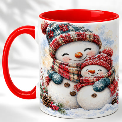 Snowman Family Coffee Mug, Cozy Winter Mug, Ceramic Cup