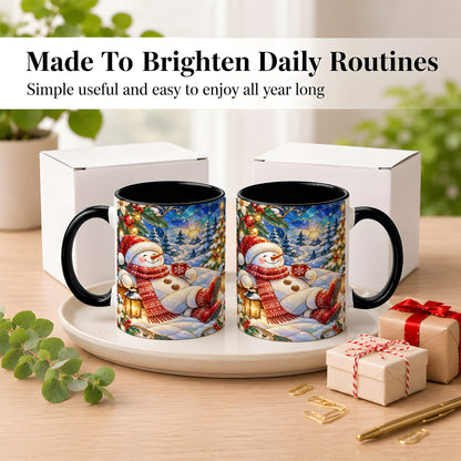 #pl[11oz|Black] Cozy Snowman Coffee Mug, Christmas Snowman Mug, Ceramic Cup