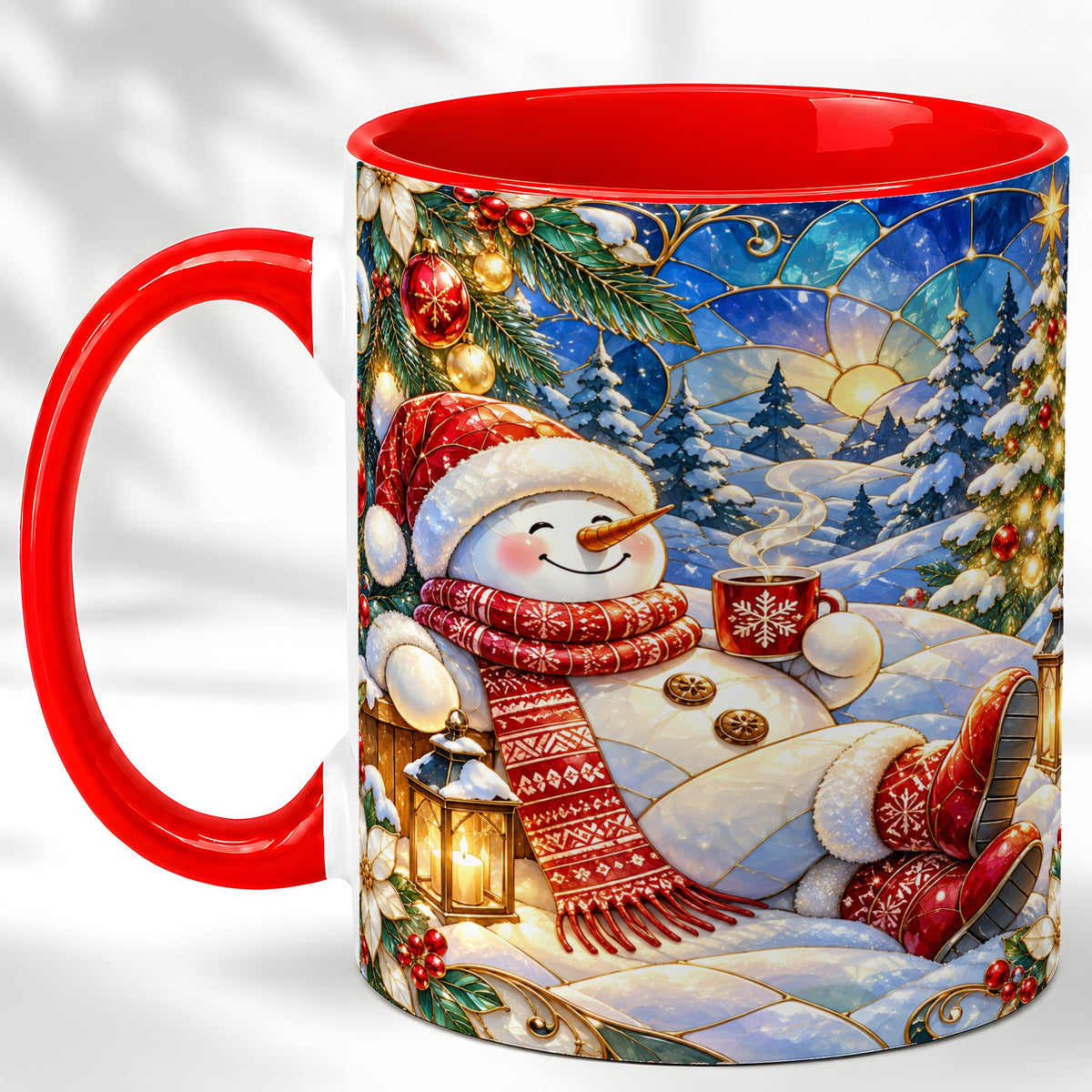 Cozy Snowman Coffee Mug, Christmas Snowman Mug, Ceramic Cup