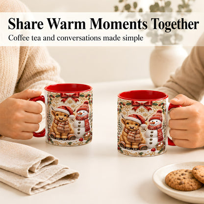 #pl[11oz|Red] Christmas Highland Cow Coffee Mug, Snowman Mug, Ceramic Cup