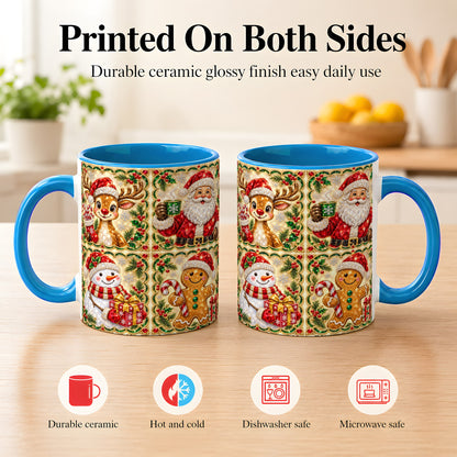 #pl[11oz|Blue] Jeweled Holiday Friends Coffee Mug, Christmas Mug, Ceramic Cup