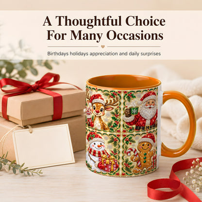 #pl[11oz|Orange] Jeweled Holiday Friends Coffee Mug, Christmas Mug, Ceramic Cup