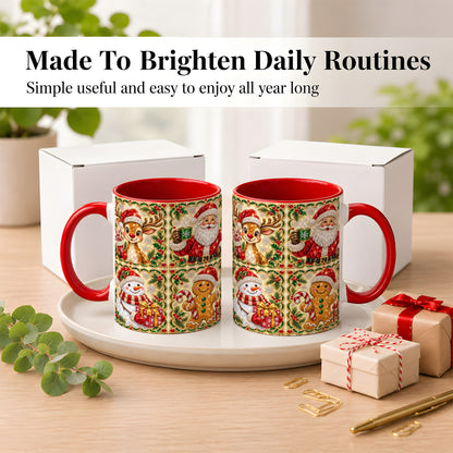 #pl[11oz|Red] Jeweled Holiday Friends Coffee Mug, Christmas Mug, Ceramic Cup